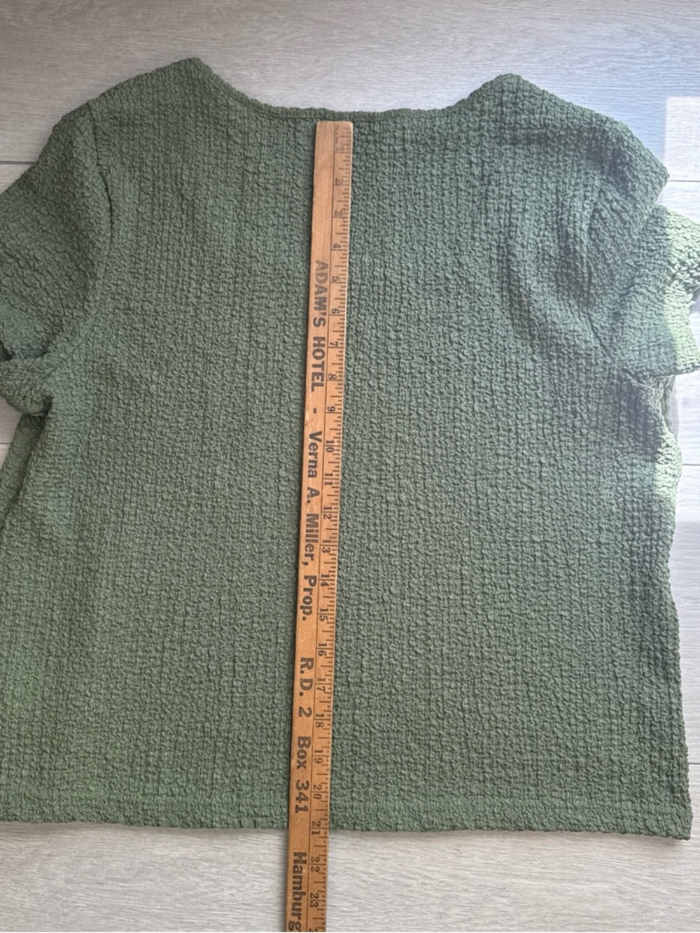 Time and Tru Olive Green Pucker Textured Square Neck Tee Top Women's XL 16-18 - Picture 4 of 5
